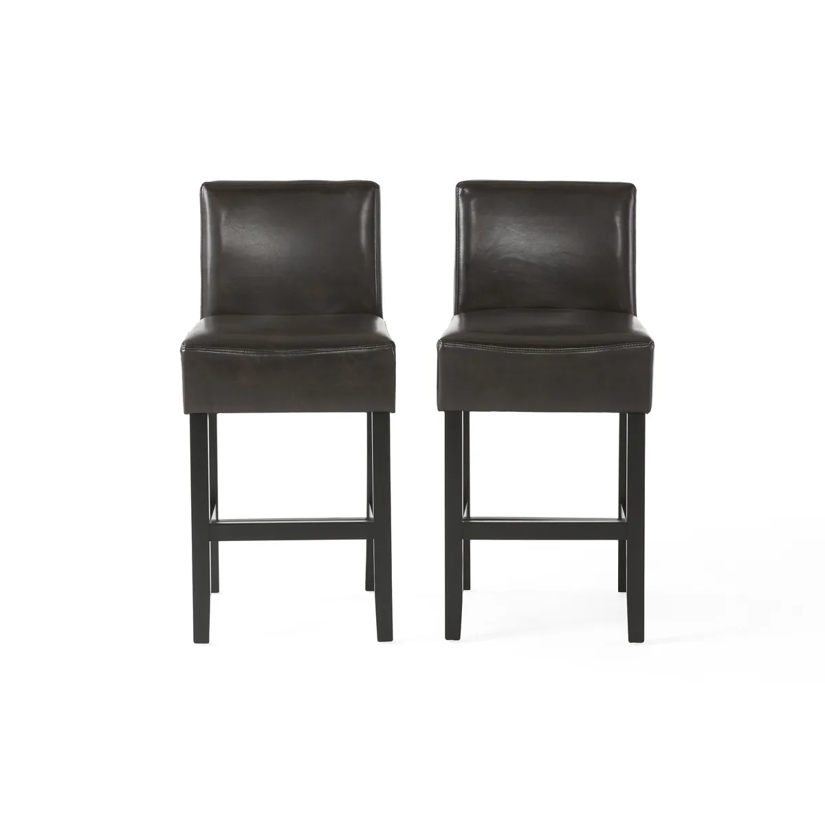 26 - inch Brown Leather Counter stools (Set of 2) — view 2