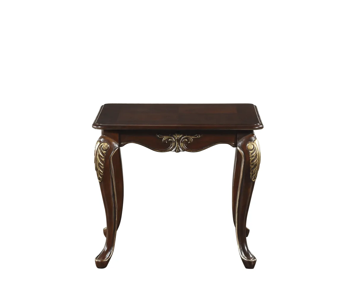 1pc Formal Traditional End Table Dark Cherry Finish with Gold Tipping Elegant — view 2