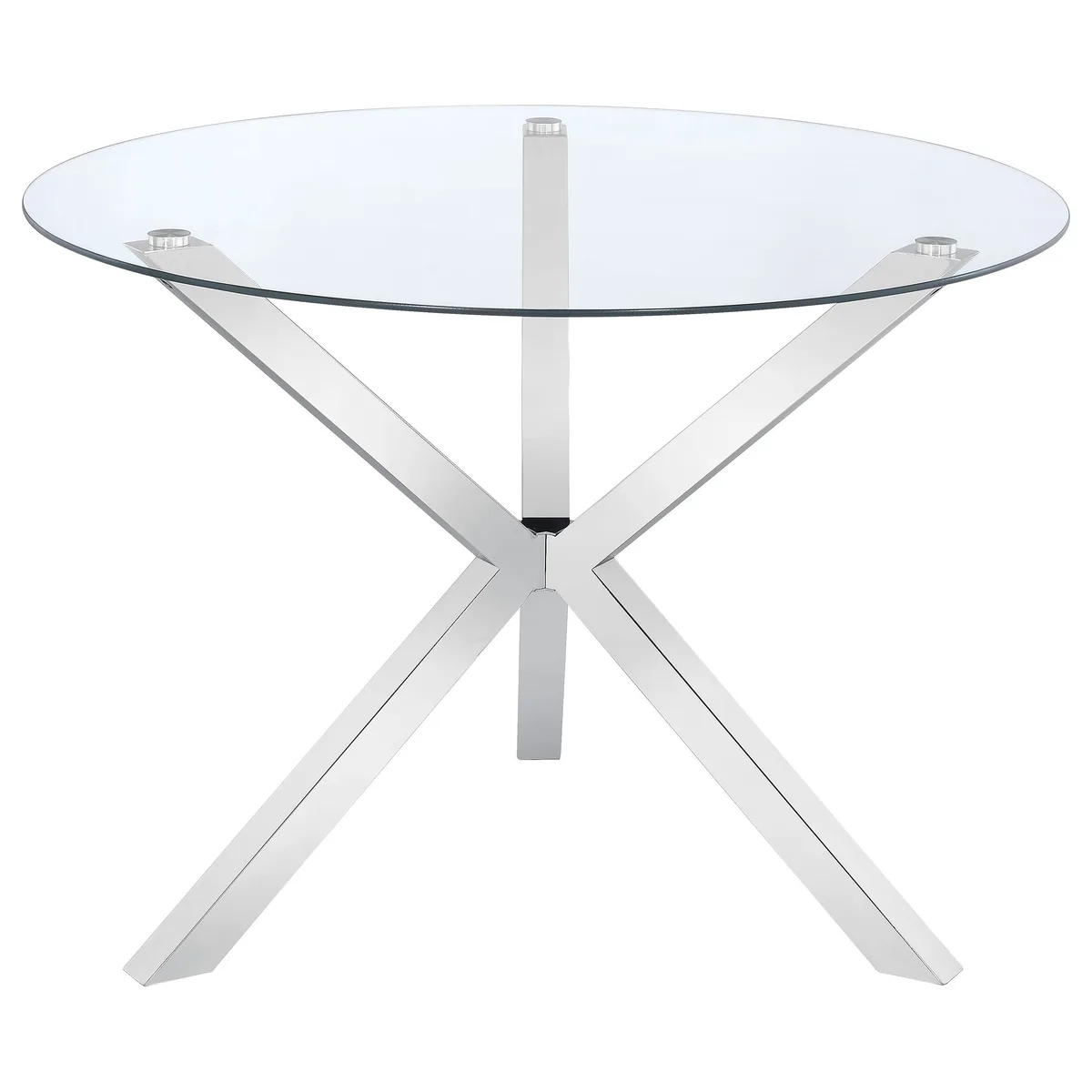 Chrome Round Dining Table, 41 Inch Glass Top, Contemporary Seats 4 — view 2