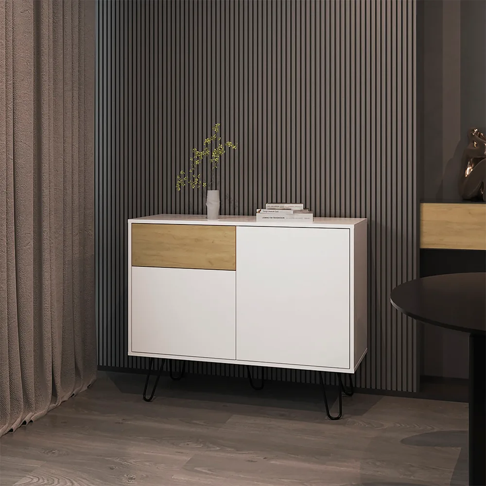 Platea Sideboard, Living Room, White/Macadamia — view 1