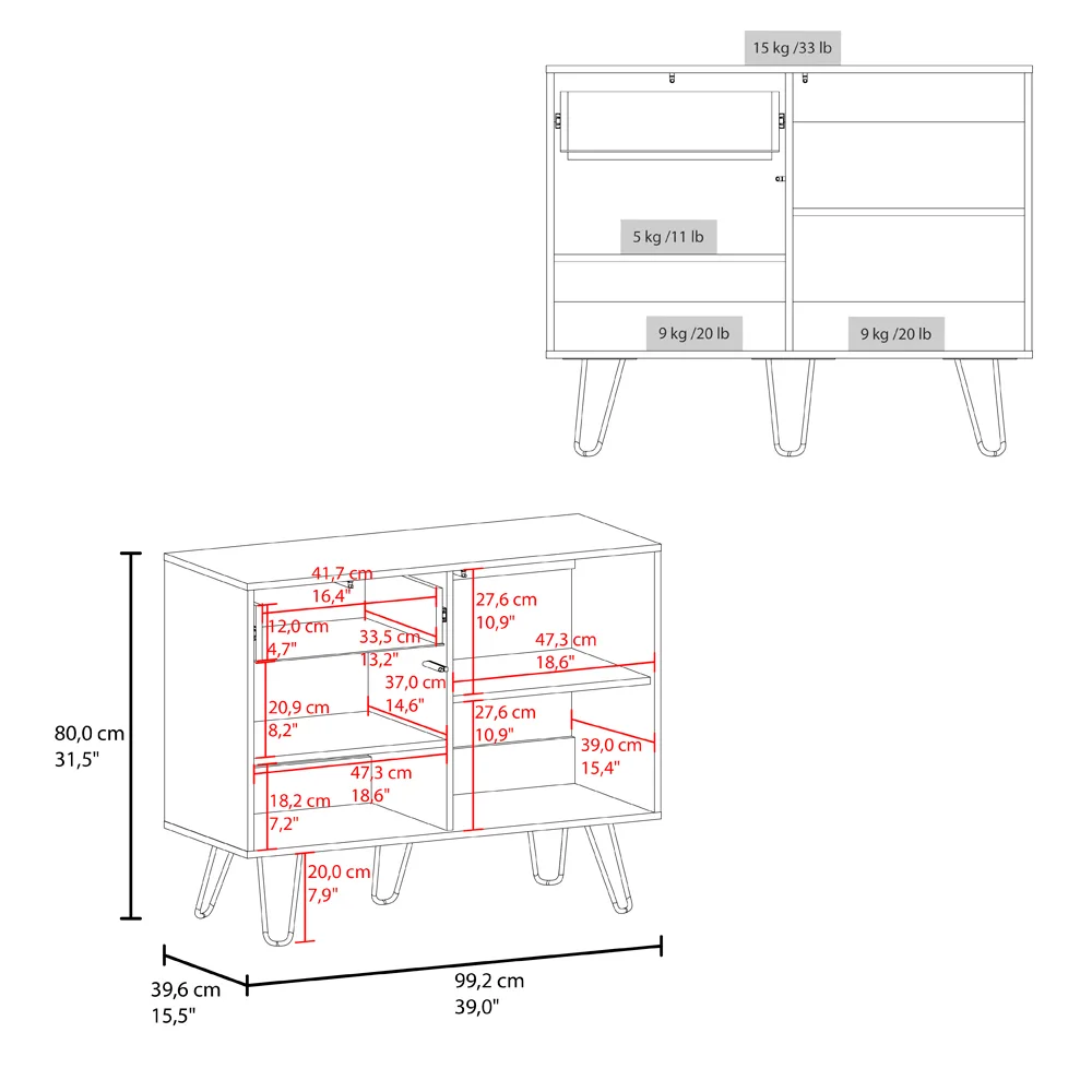 Platea Sideboard, Living Room, White/Macadamia — view 2