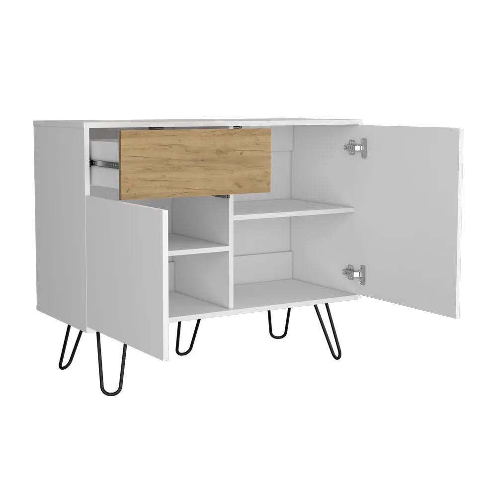 Platea Sideboard, Living Room, White/Macadamia — view 4