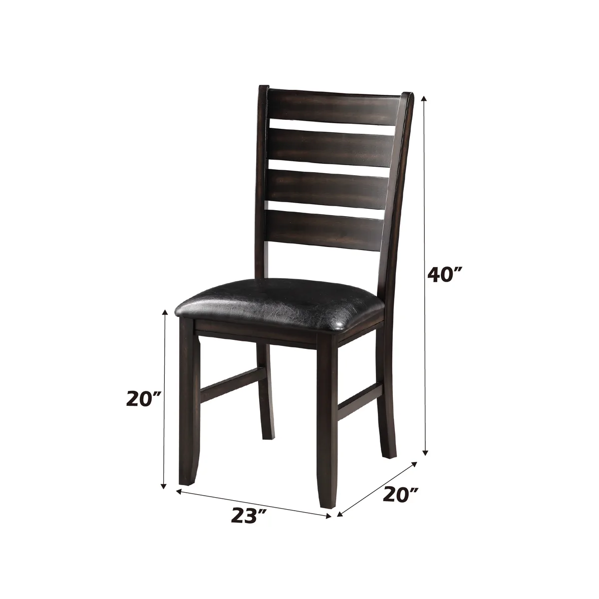 Urbana Black Synthetic Leather & Espresso Finish Side Chair (Set of 2) — view 2