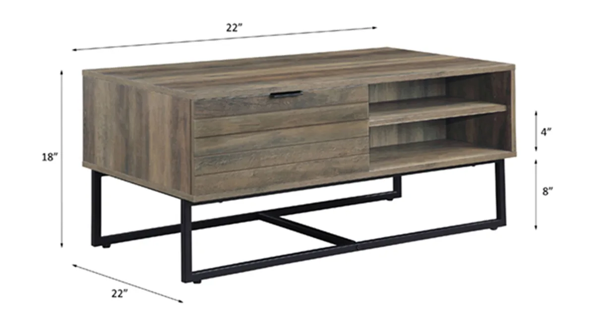 Homare Rustic Oak & Black Finish Coffee Table — view 3