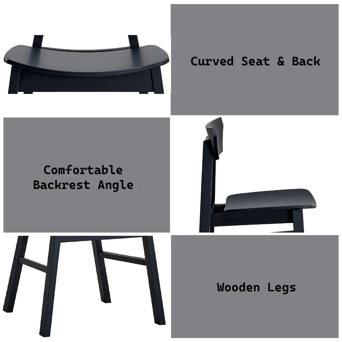 Briar Black Finish Side Chair (Set of 4) — view 2