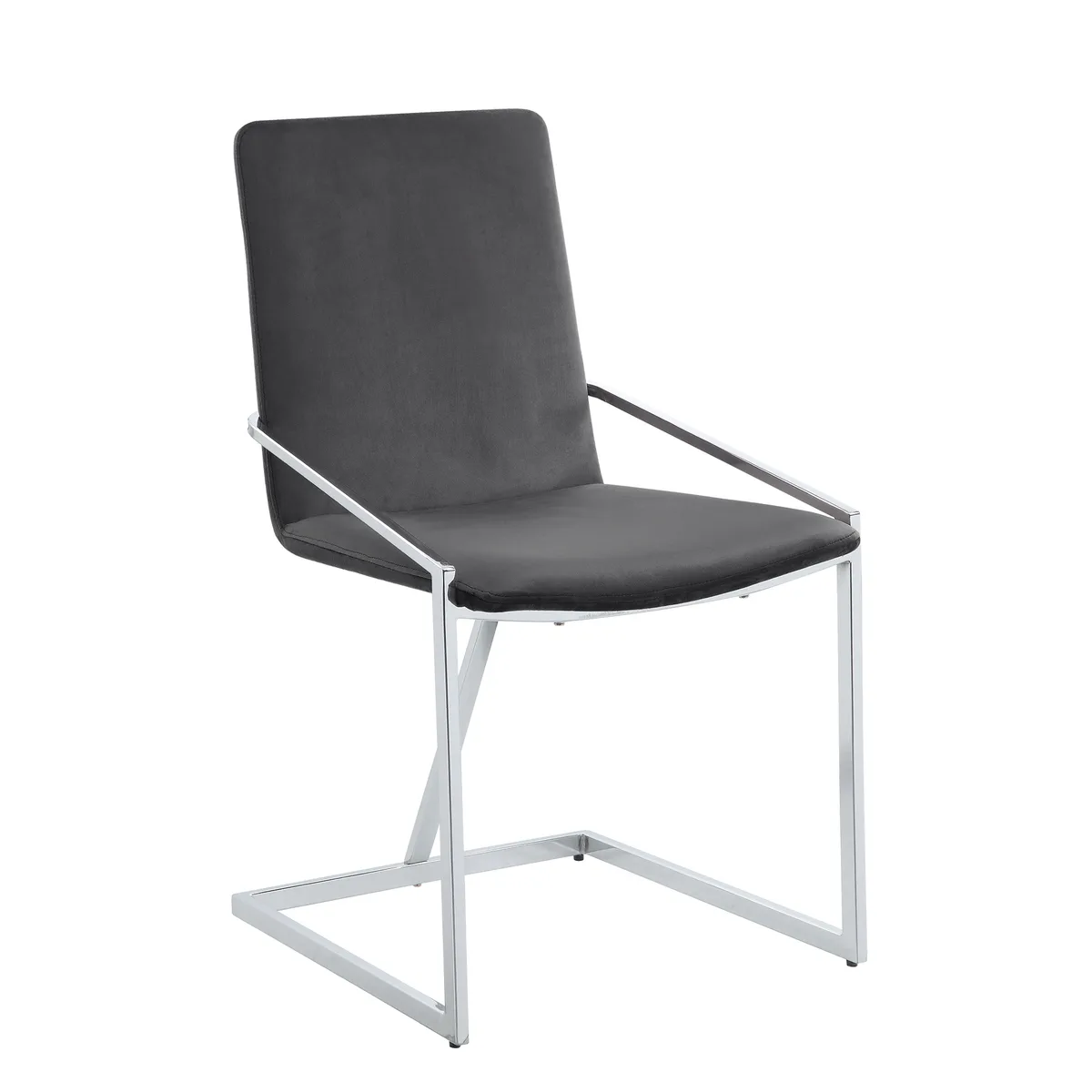 Zlatan Side Chair(Set - 2), Gray Velvet & Chrome Finish — view 1