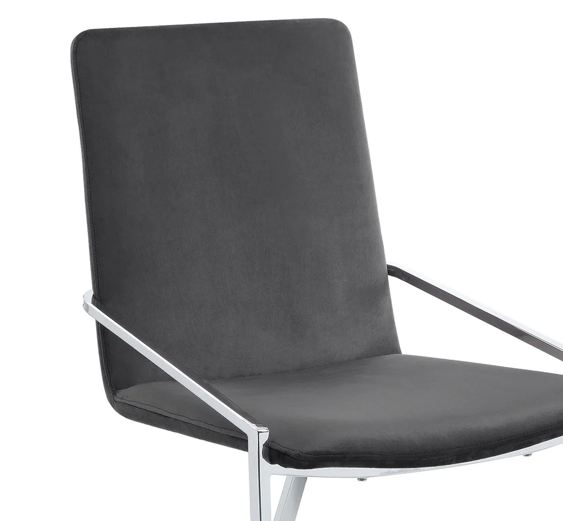 Zlatan Side Chair(Set - 2), Gray Velvet & Chrome Finish — view 4