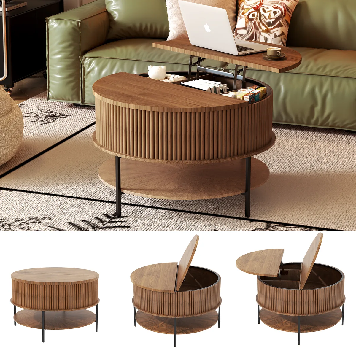 31.5 Inch Farmhouse Brown Lift Top Coffee Table — view 2