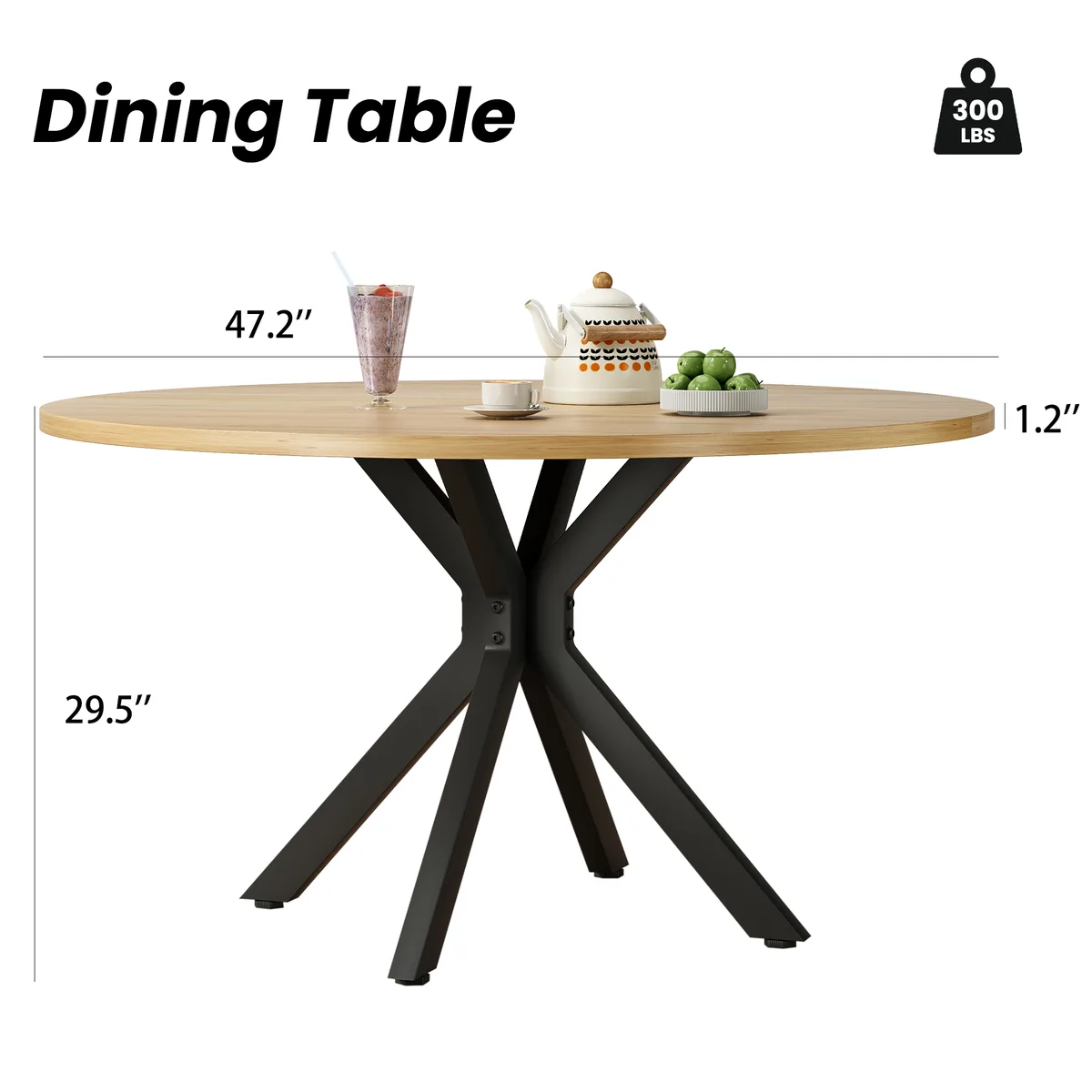 47 Inch Round Dining Table for 4 - 6 People — view 3