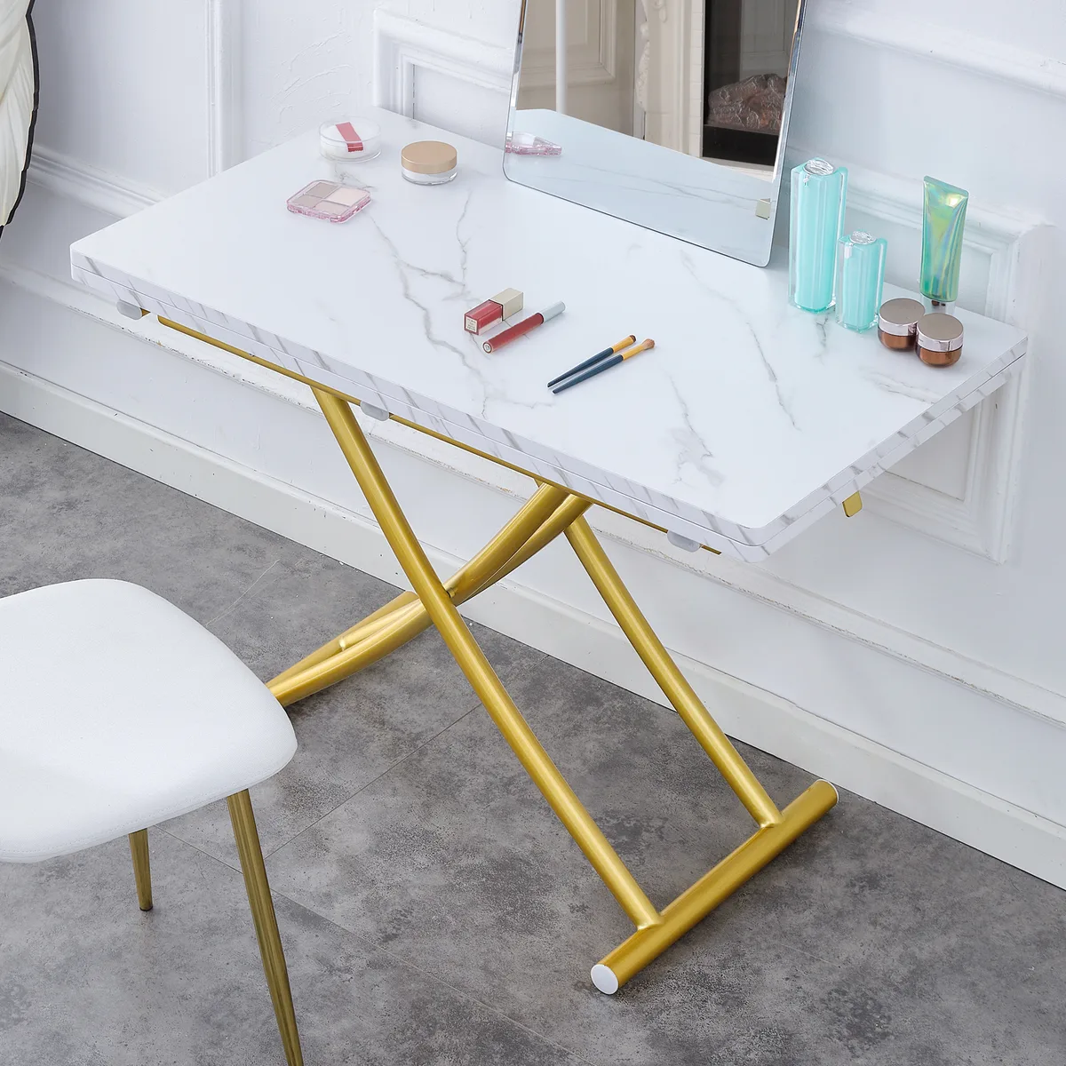 Modern minimalist multifunctional lift table with 0.8 inch thick MDF desktop — view 4