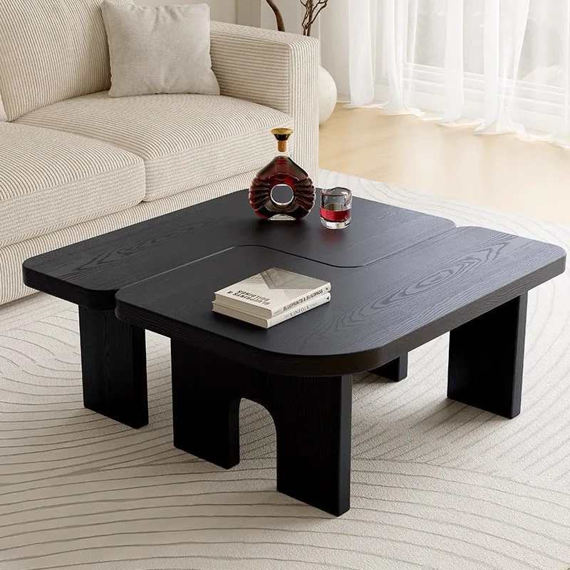 Modern Black Wooden Nesting Coffee Table Set — view 1