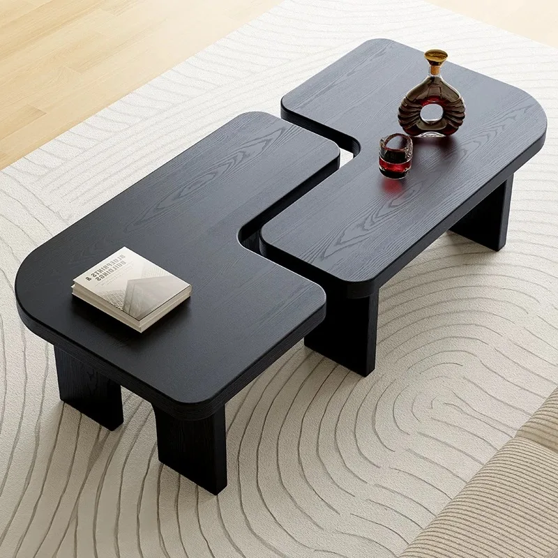 Modern Black Wooden Nesting Coffee Table Set — view 3