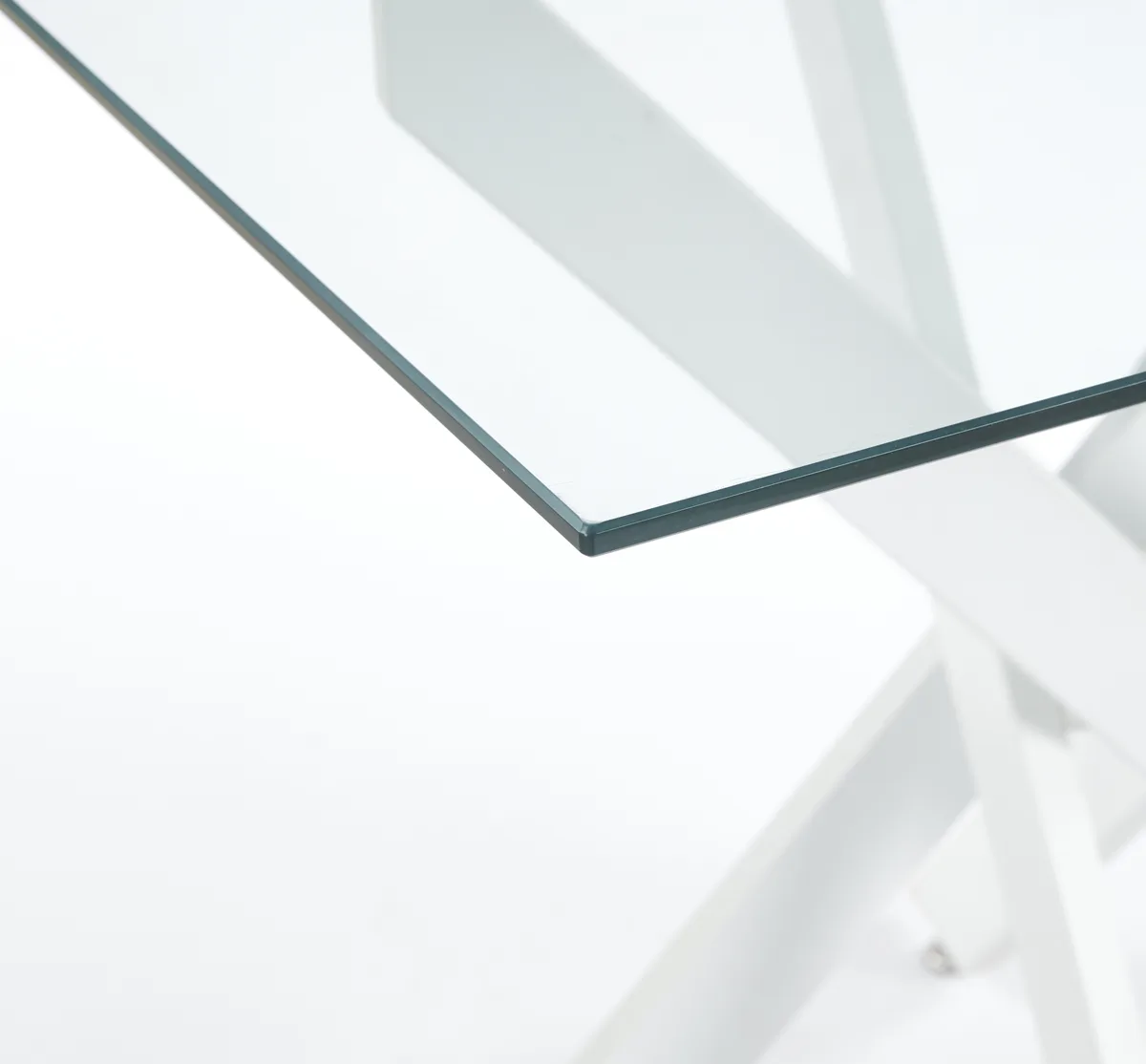 Dining Table with Cross Metal Leg and Tempered Glass — view 4