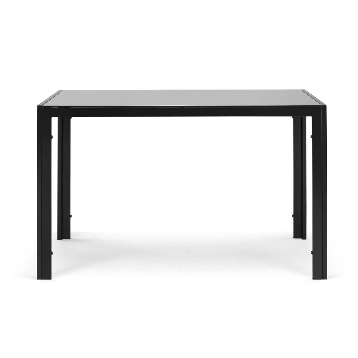 Black Tempered Glass Dining Table 47 Inch Rectangular Metal Frame for 4 — view 2