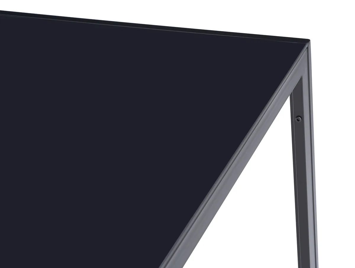 Black Tempered Glass Dining Table 47 Inch Rectangular Metal Frame for 4 — view 3
