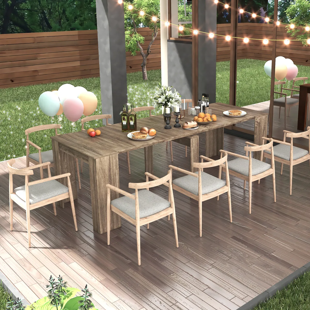 Extendable Console Table Converts to Dining Table Barnwood Finish — view 1