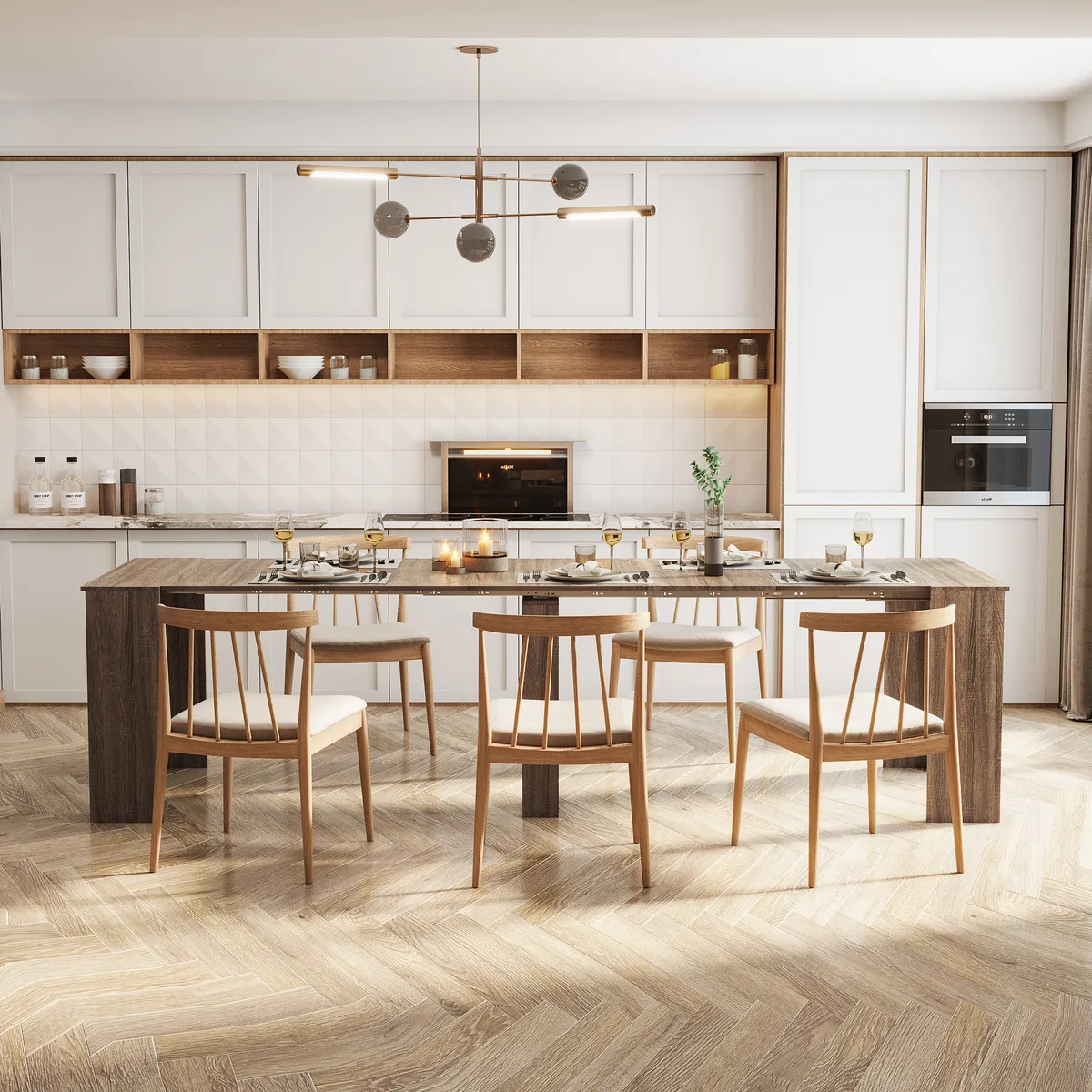 Extendable Console Table Converts to Dining Table Barnwood Finish — view 3