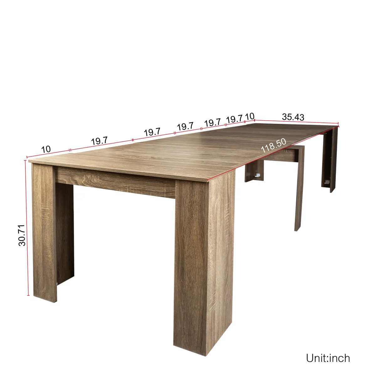 Extendable Console Table Converts to Dining Table Barnwood Finish — view 4