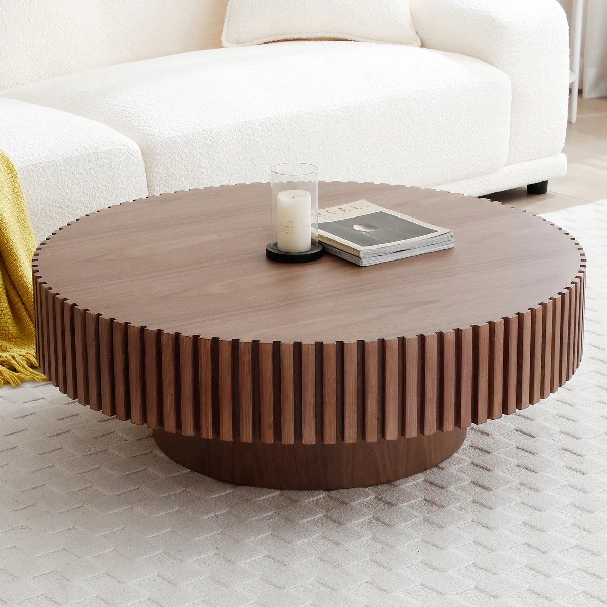 31.49'' Round Coffee Table Small Coffee Table for Apartment — view 3