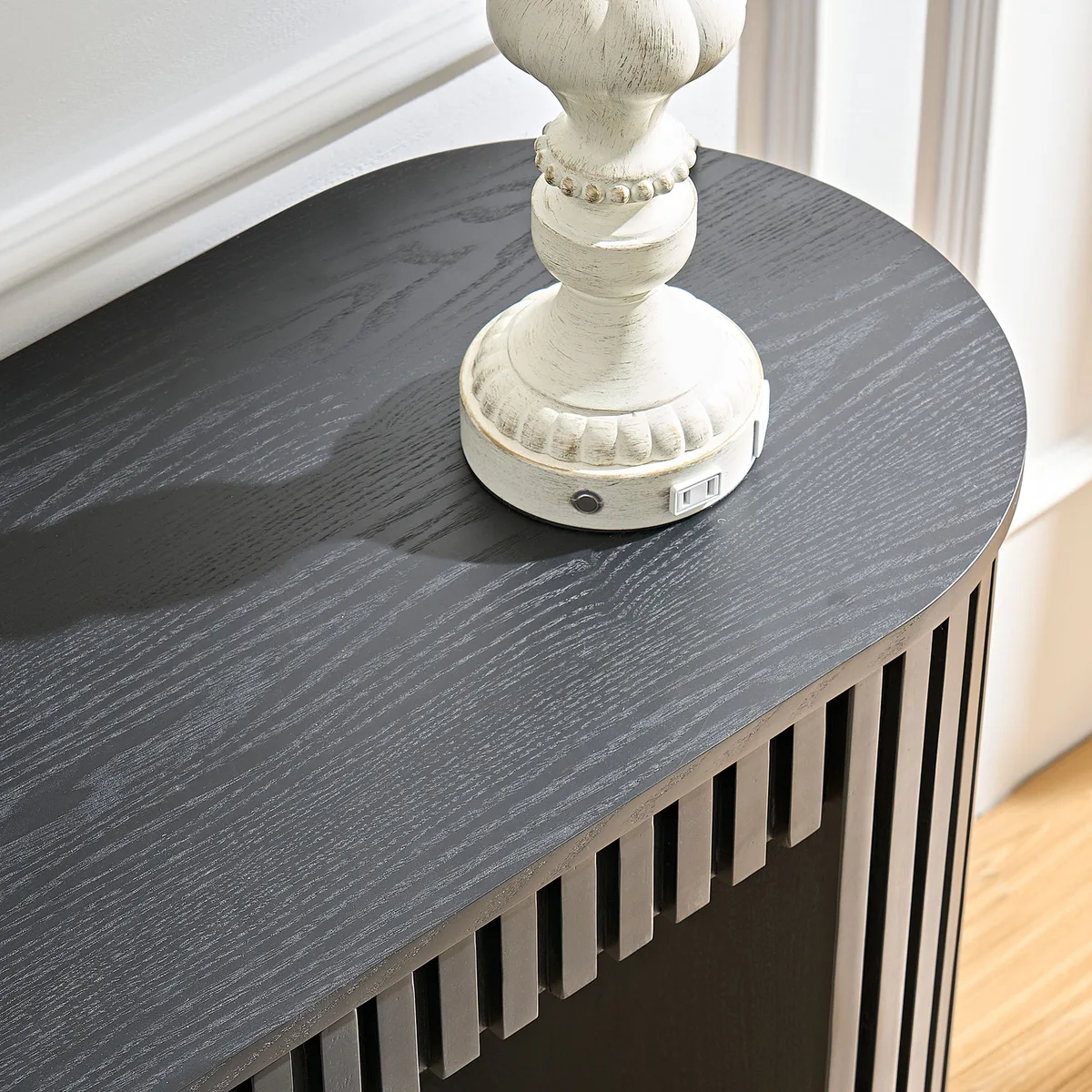 59.05'' Modern Console Table with Drawer for Entryway with Unique Vertical — view 3