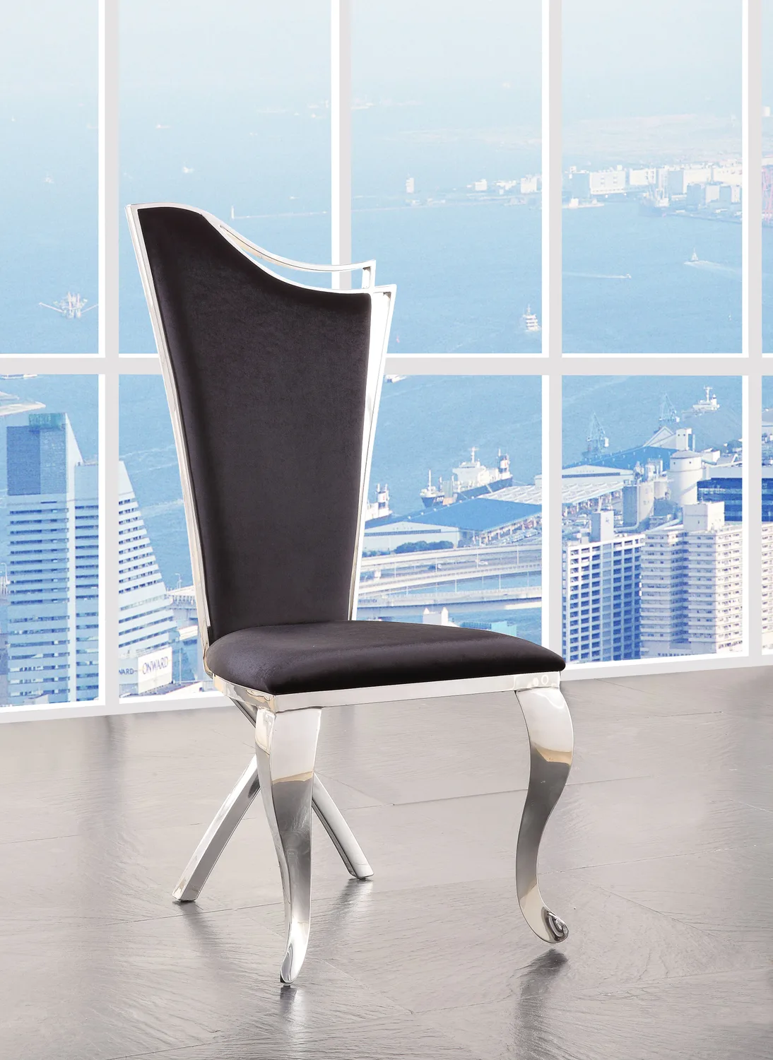 Cyrene Side Chair (Set - 2) in Fabric & Stainless Steel 62079 — view 1