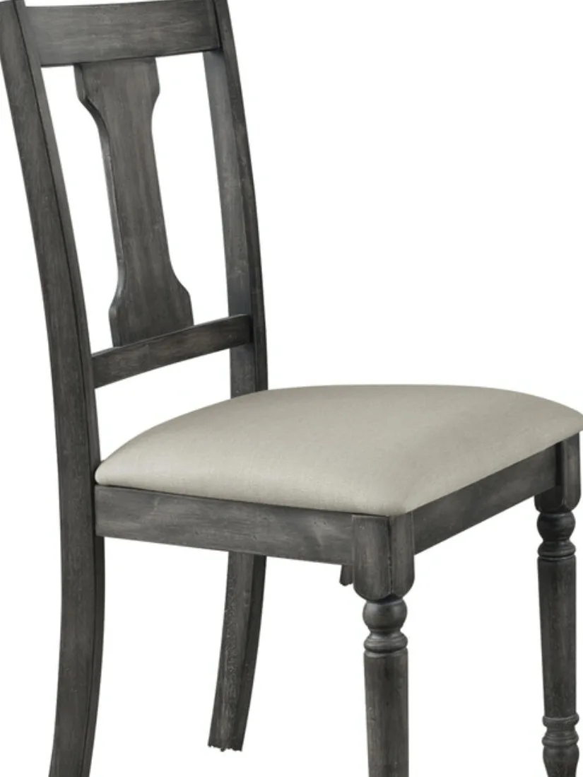 Wallace Side Chair (Set - 2) in Tan Linen & Weathered Gray 71437 — view 3