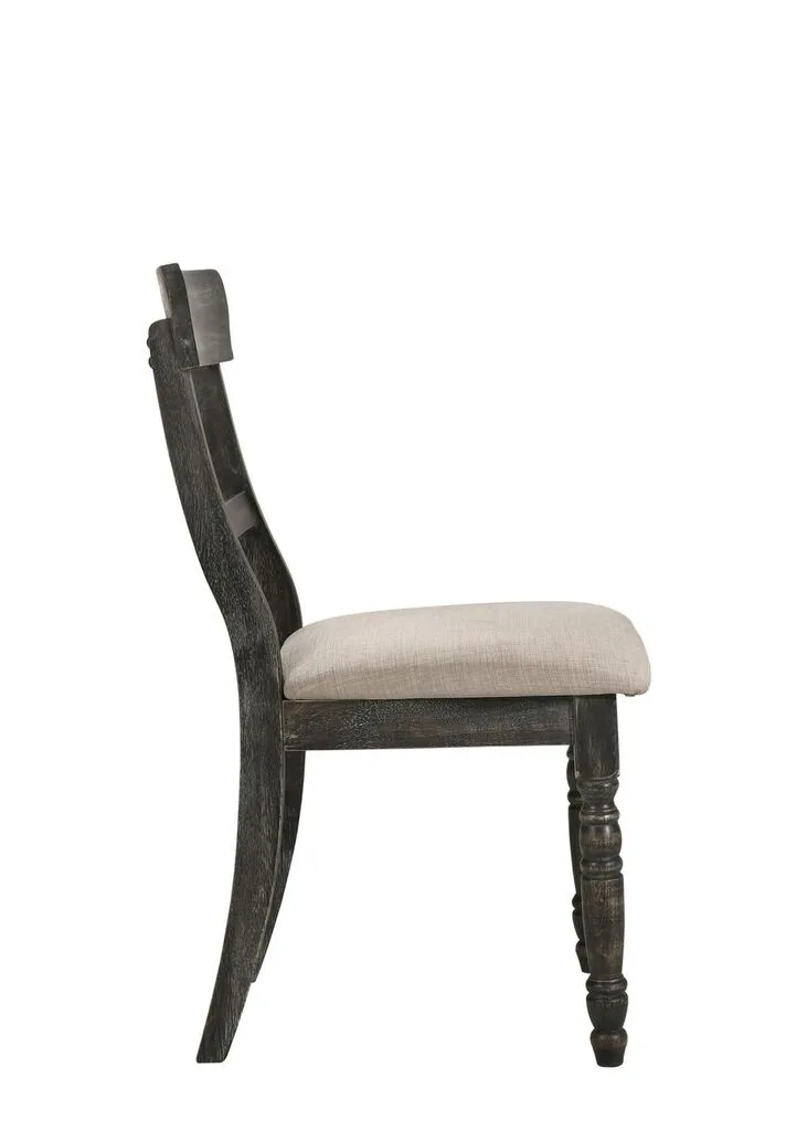 Leventis Side Chair (Set - 2) in Light Brown Linen & Weathered Gray 74642 — view 4