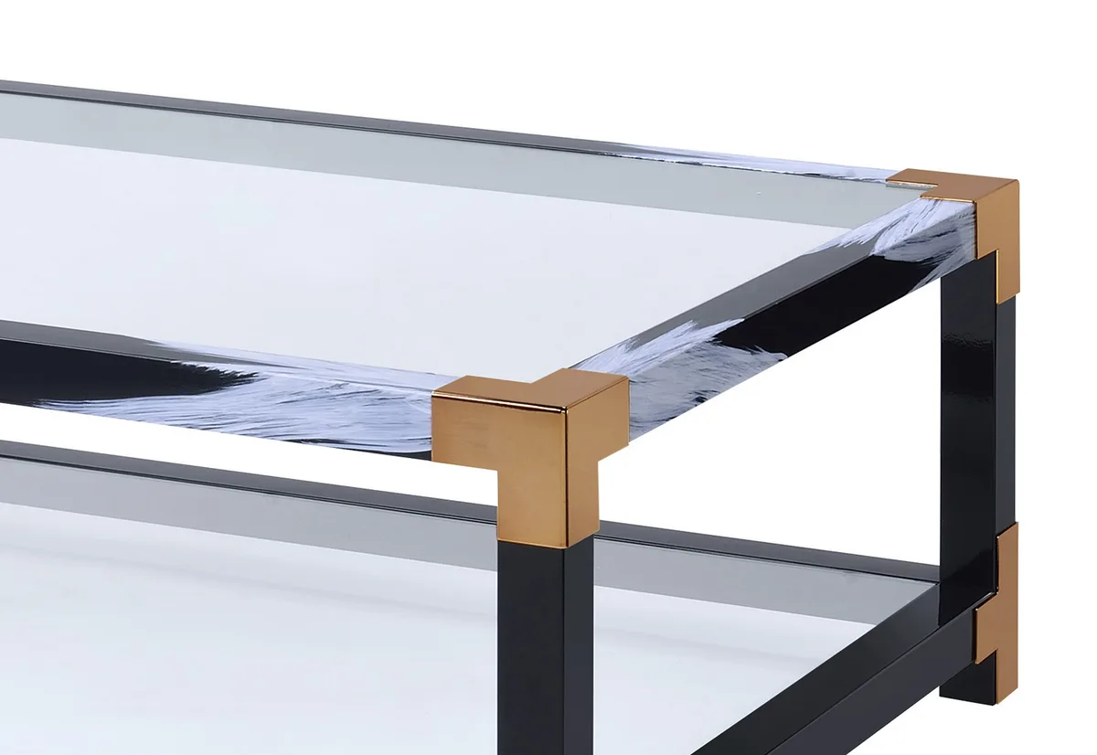 Lafty Coffee Table in White Brushed & Clear Glass 81000 — view 2