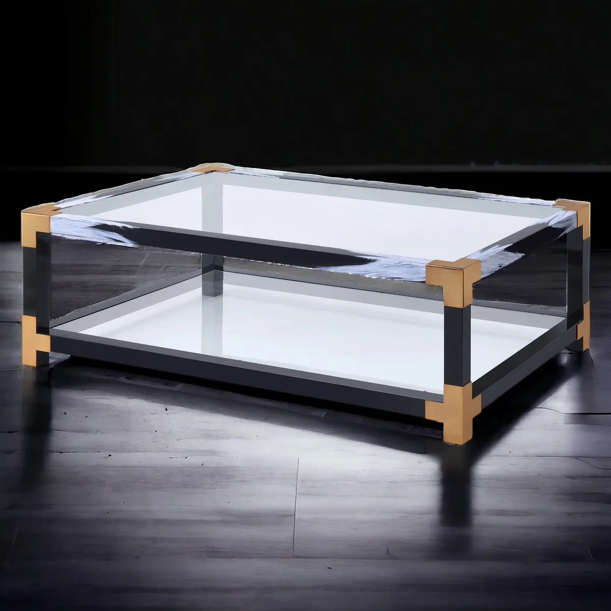 Lafty Coffee Table in White Brushed & Clear Glass 81000 — view 3
