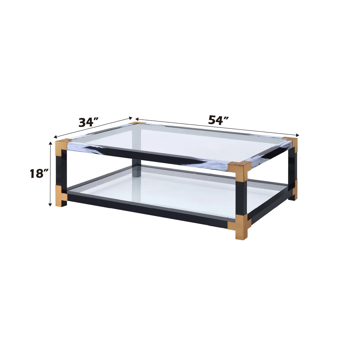 Lafty Coffee Table in White Brushed & Clear Glass 81000 — view 4