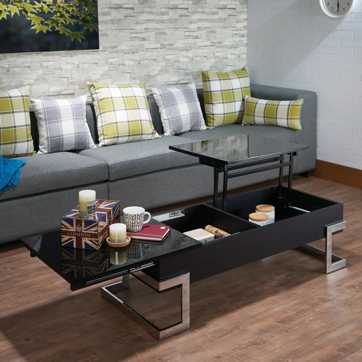 Calnan Coffee Table in Black & Chrome 81855 — view 1