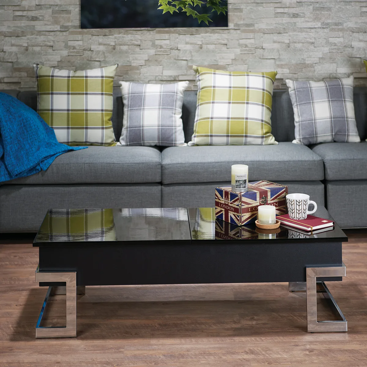 Calnan Coffee Table in Black & Chrome 81855 — view 2