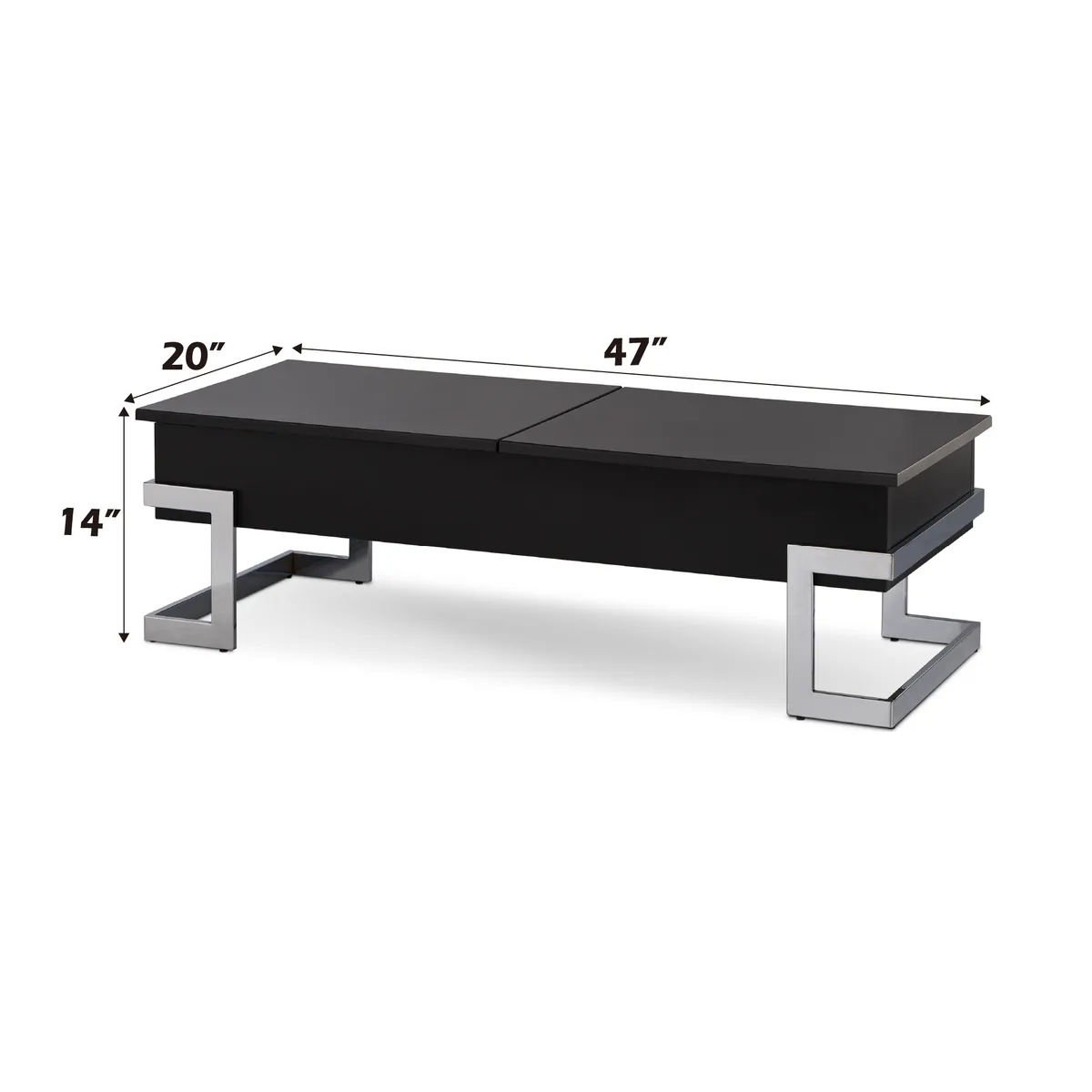 Calnan Coffee Table in Black & Chrome 81855 — view 3