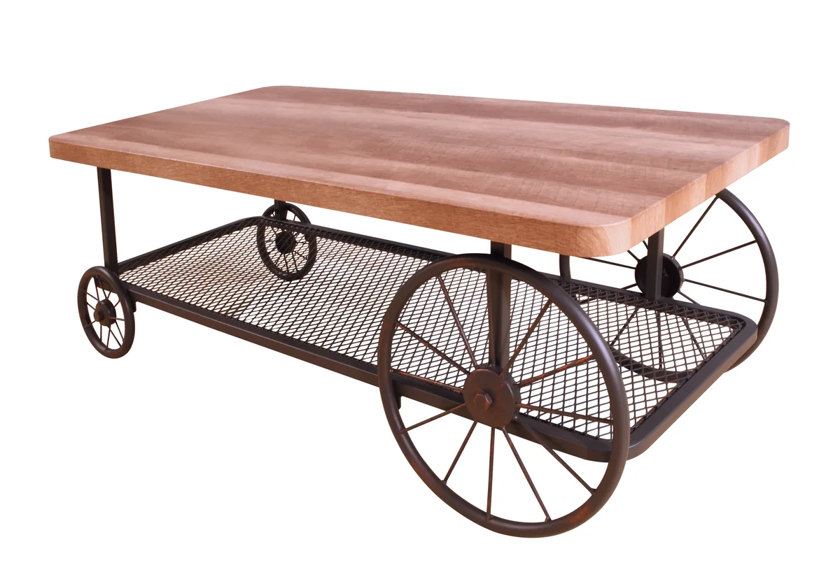 Francie Oak & Antique Gray Coffee Table with Wheels — view 4