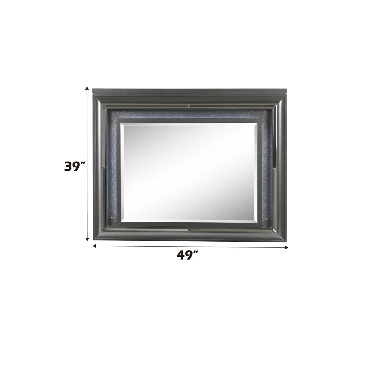 Sawyer Mirror w/LED, Metallic Gray 27974 — view 3