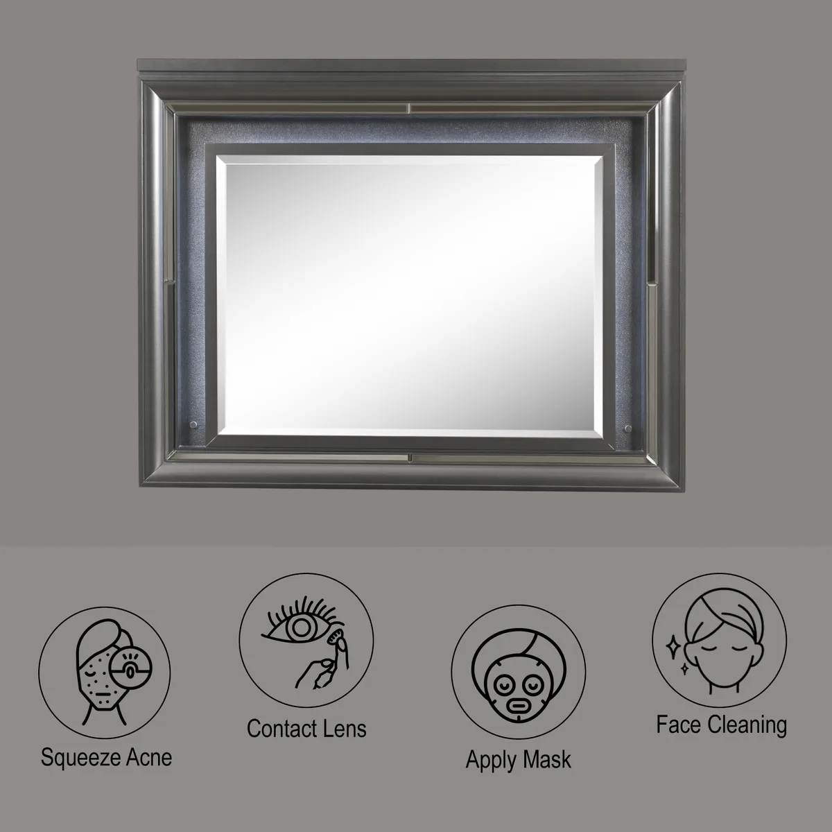 Sawyer Mirror w/LED, Metallic Gray 27974 — view 4