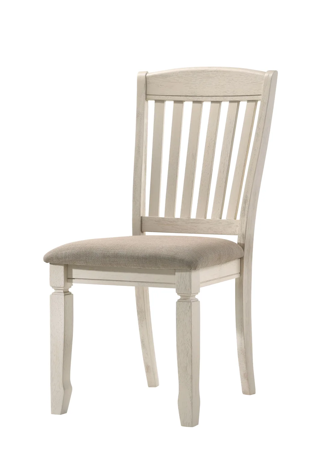 Fedele Side Chair, Tan Fabric & Cream Finish 77192 — view 1