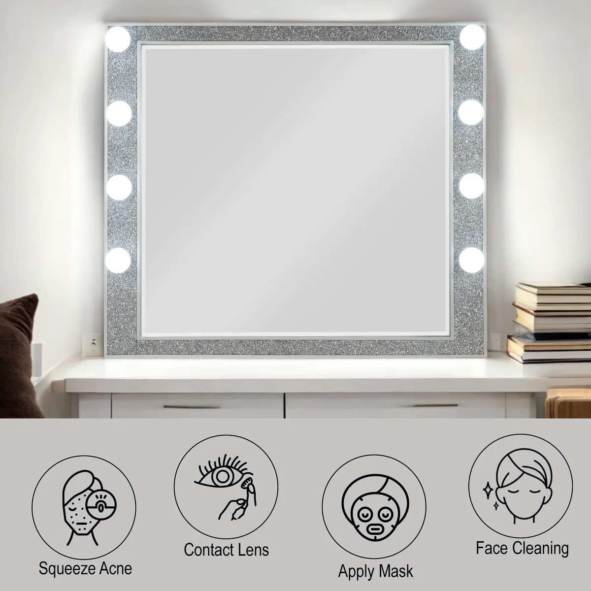 Sliverfluff Mirror w/Light, Mirrored & Champagne Finish — view 4