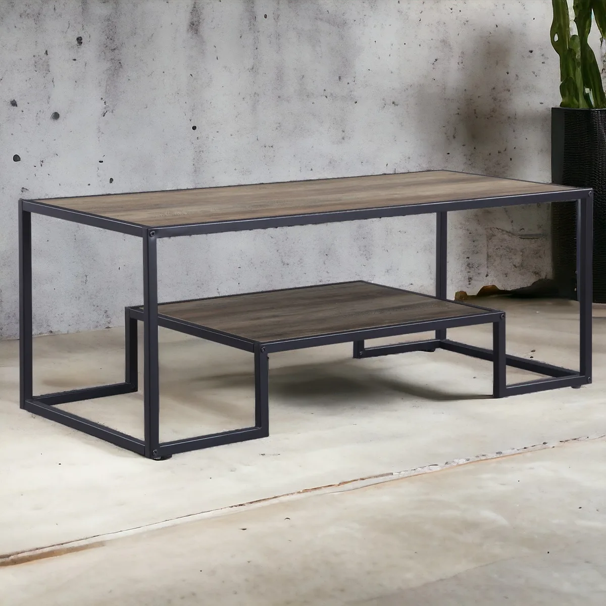 Idella Coffee Table, Rustic Oak & Black Finish — view 3