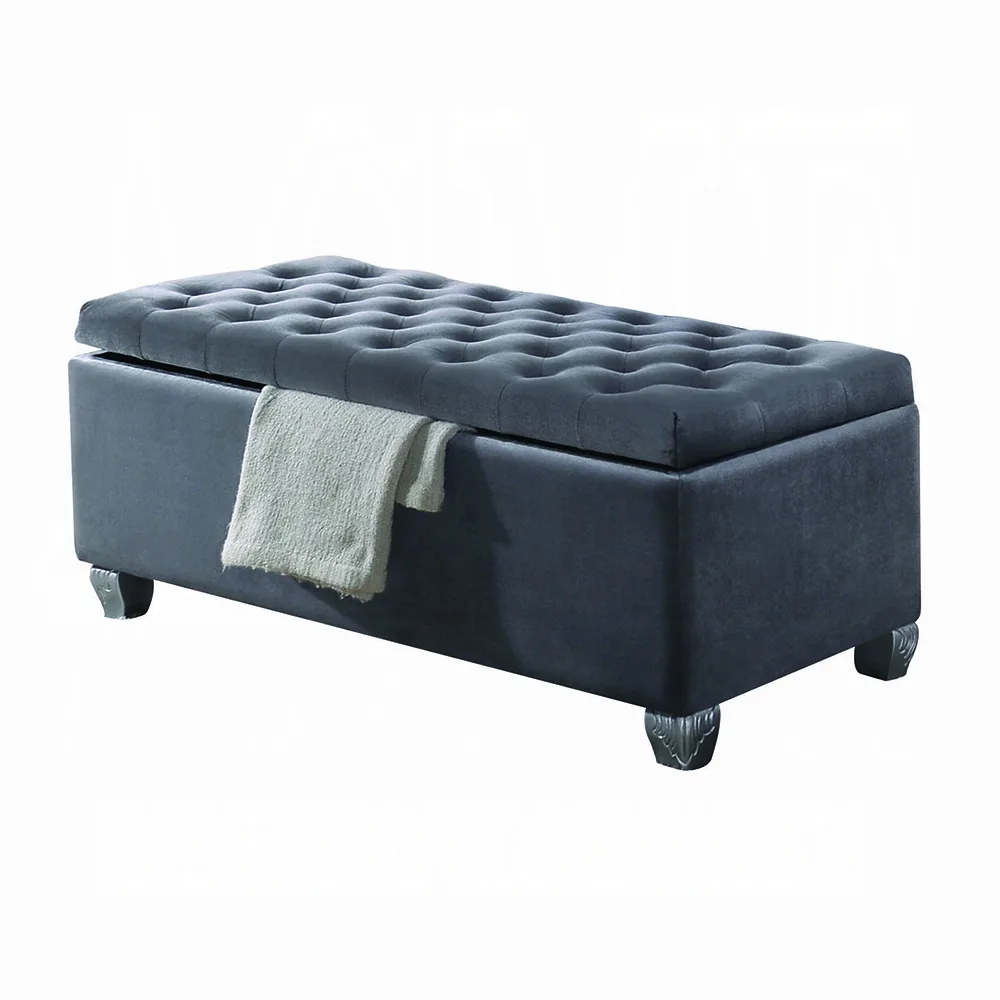Rebekah Bench w/Storage in Gray Fabric 96546 — view 2
