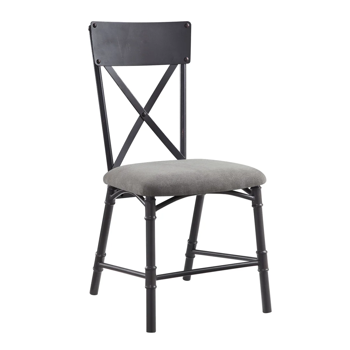 Edina Side Chair (Set - 2), Gray Fabric, Oak & Sandy Black Finish — view 1