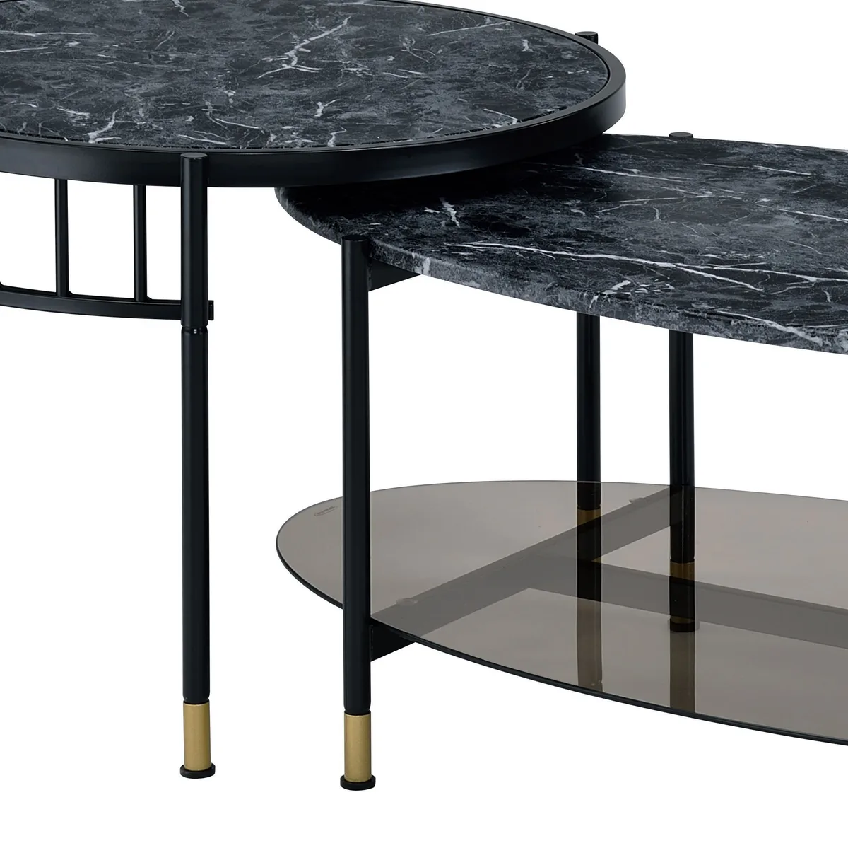 Silas Nesting Coffee Table, Faux Marble Top & Black Finish — view 4