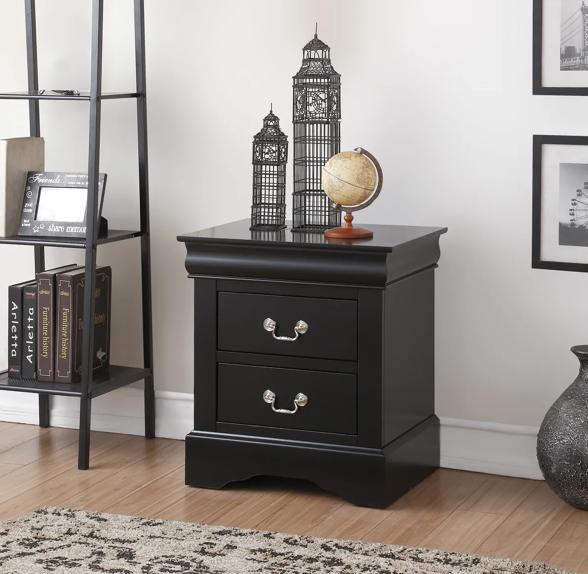Louis Philippe III Nightstand in Black 19503 — view 2