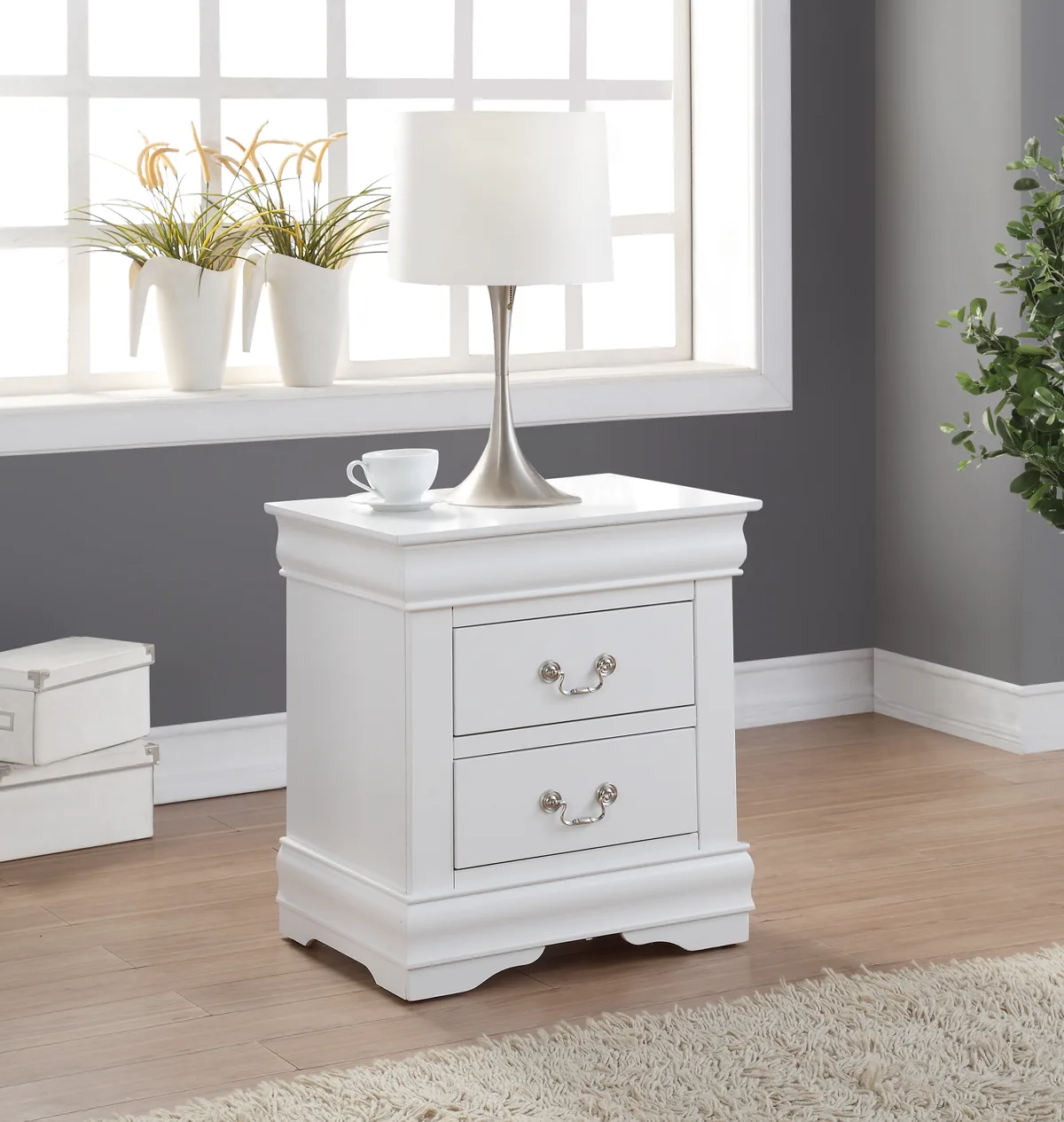 Louis Philippe Nightstand in White 23833 — view 1