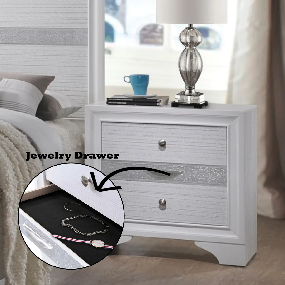 Naima Nightstand in White 25773 — view 3