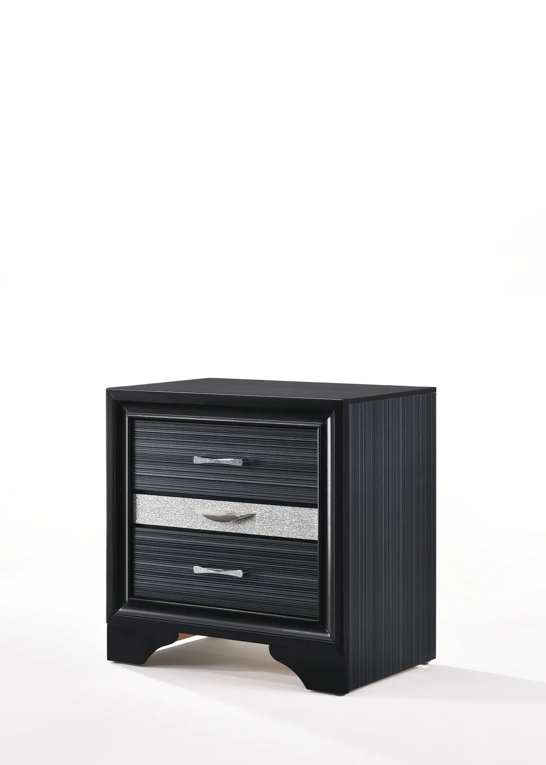 Naima Black Finish Nightstand with 3 Drawers — view 1