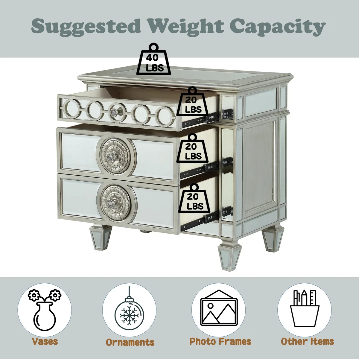 Varian Nightstand in Mirrored 26153 — view 3