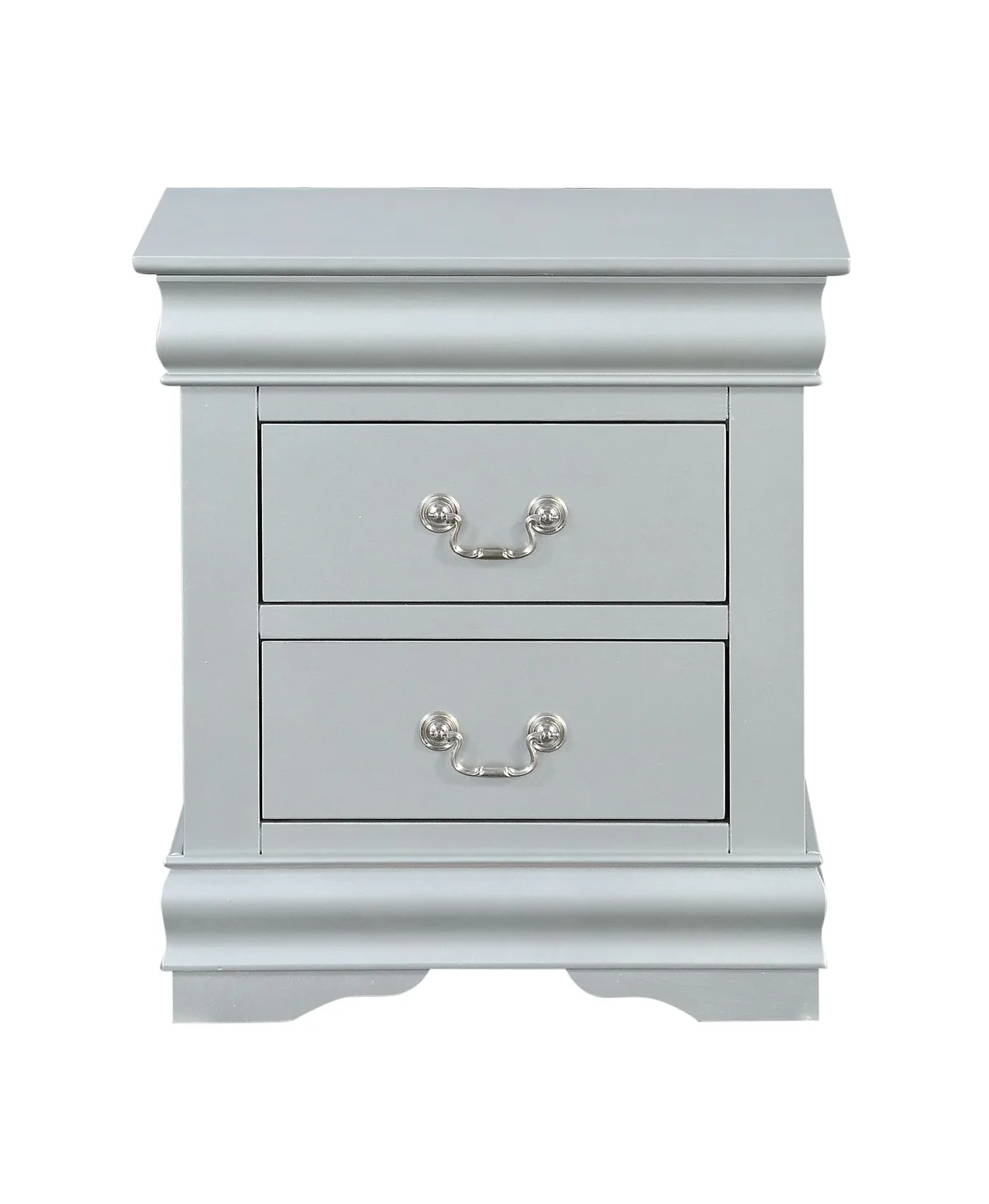 Louis Philippe III Platinum Nightstand with 2 Drawers — view 3
