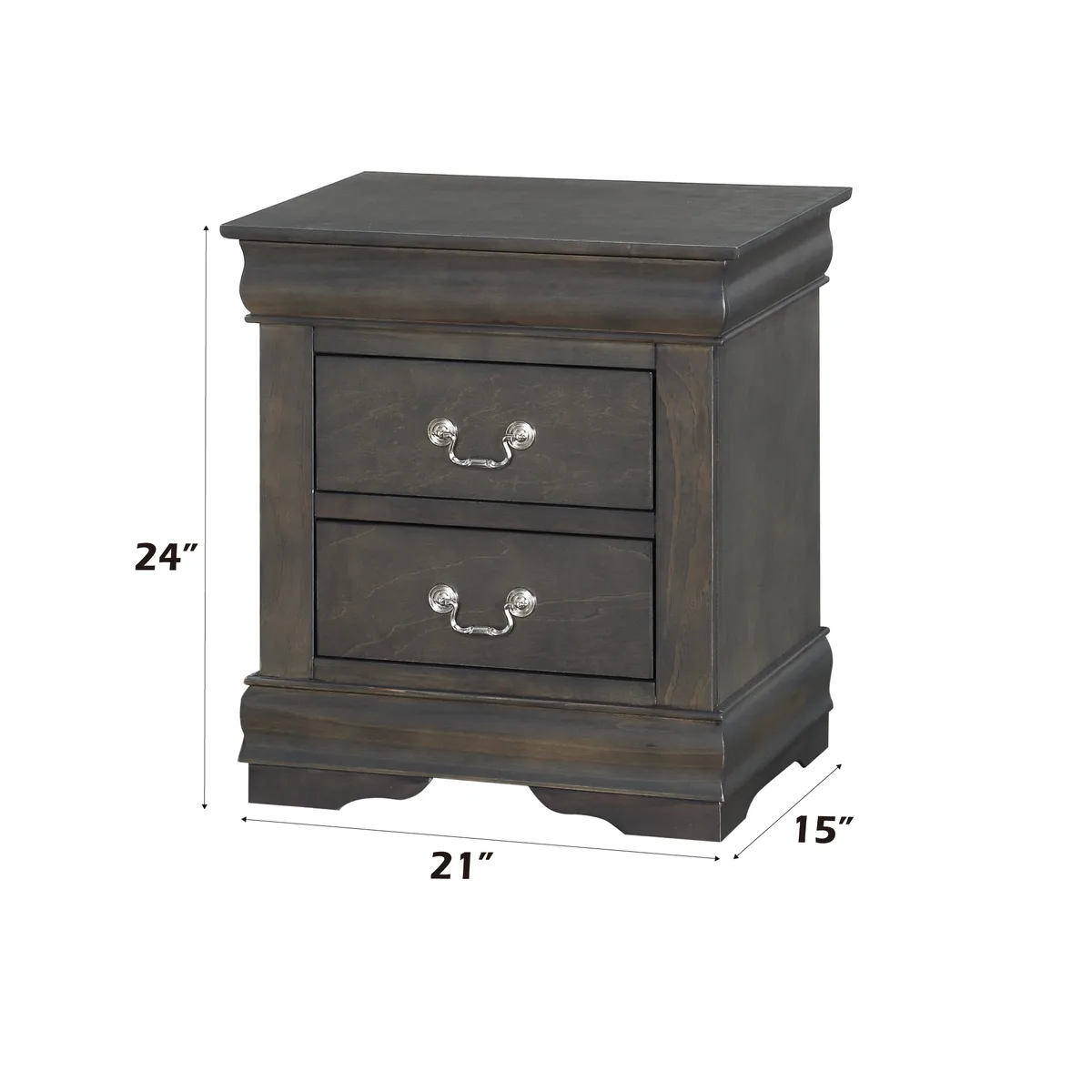 Louis Philippe Nightstand in Dark Gray 26793 — view 2