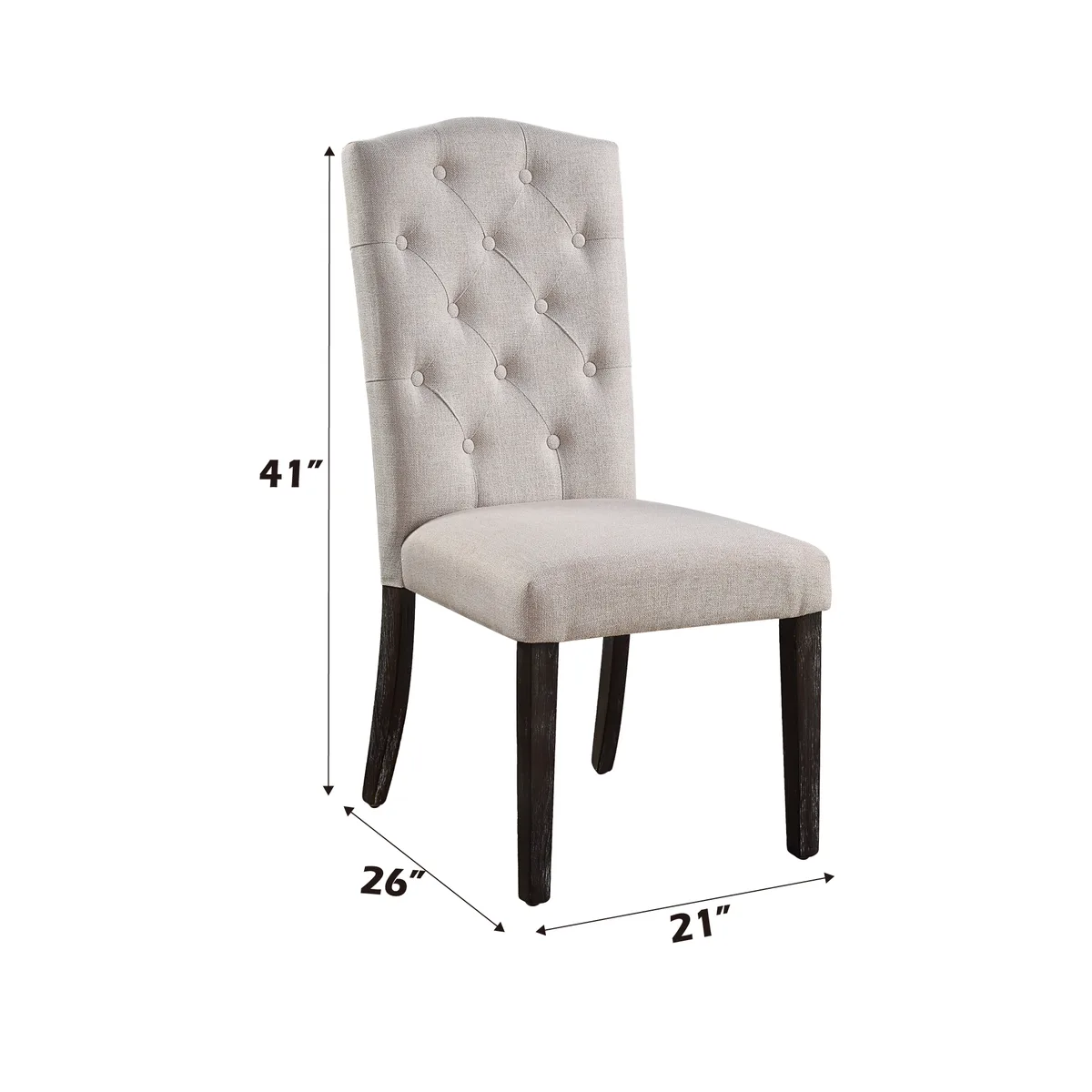 Gerardo Side Chair (Set - 2) in Beige Linen & Weathered Espresso 60822 — view 2